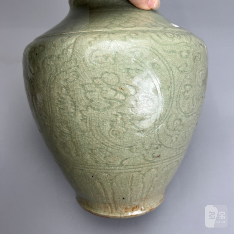 明代 龙泉青釉刻花罐 - 图10